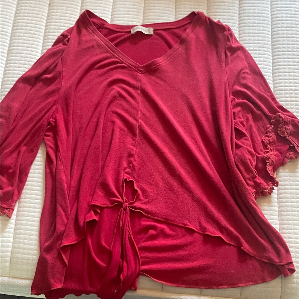 Altar'd State Deep Red V-Neck Blouse